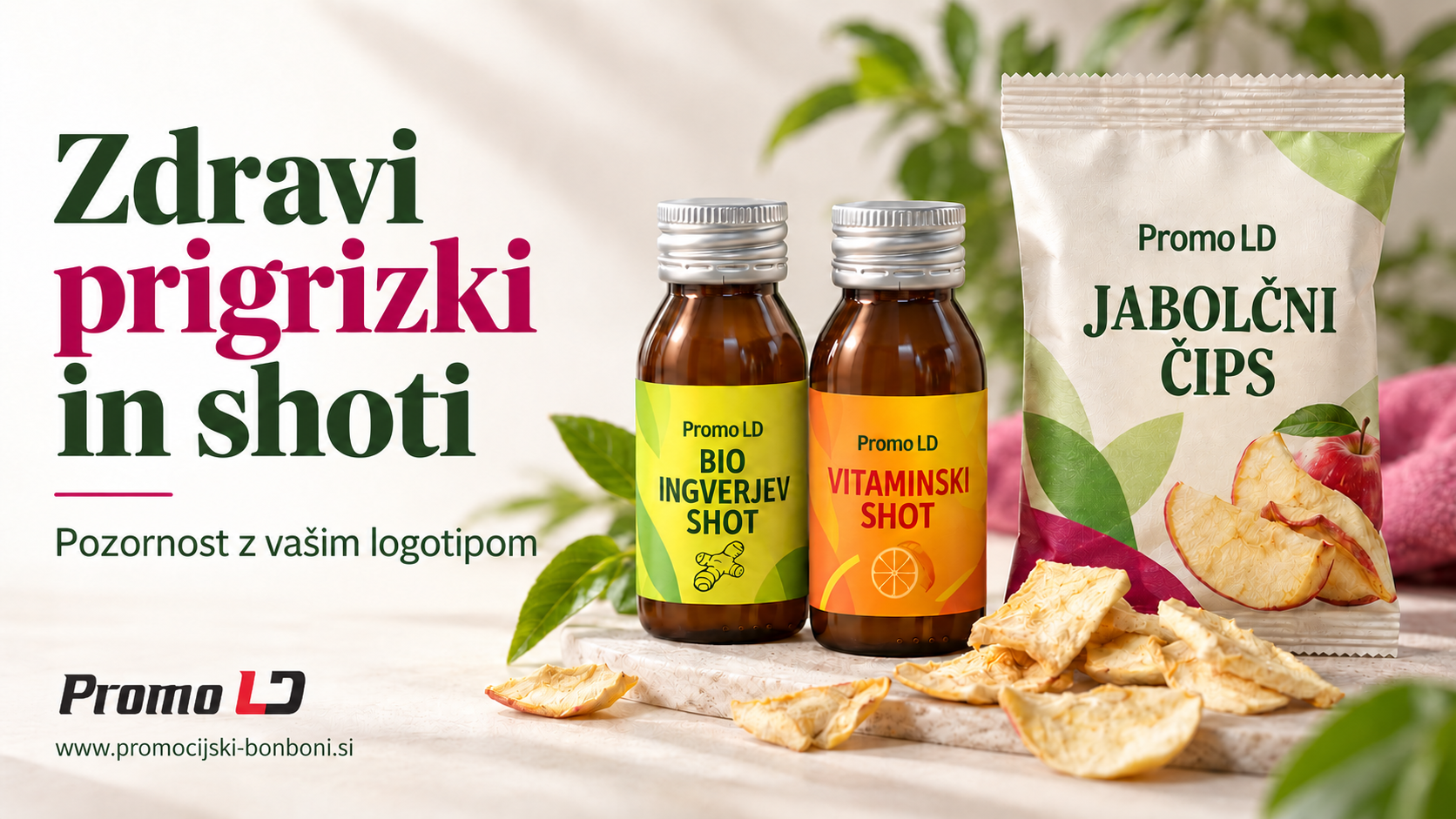 Zdravi prigrizki in shoti z vašim logotipom