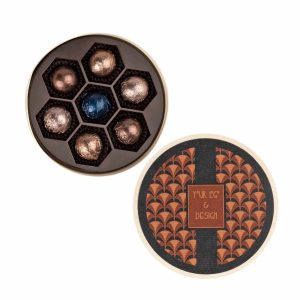 Poslovna bonboniera Sweet Sphere v leseni škatli, 7 pralin