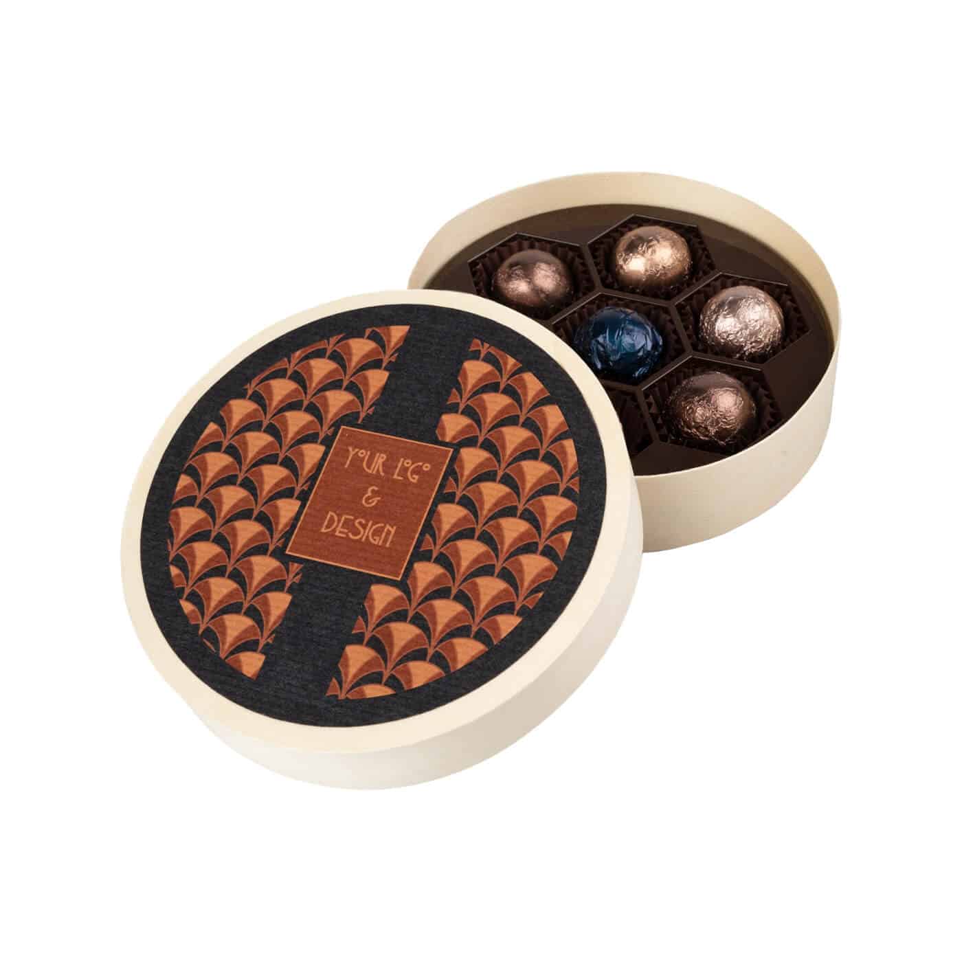 Poslovna bonboniera Sweet Sphere v leseni škatli, 7 pralin - slika 2