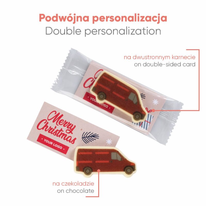 Personalizirana čokolada v obliki kombija z reklamno kartico, 10 g - slika 2
