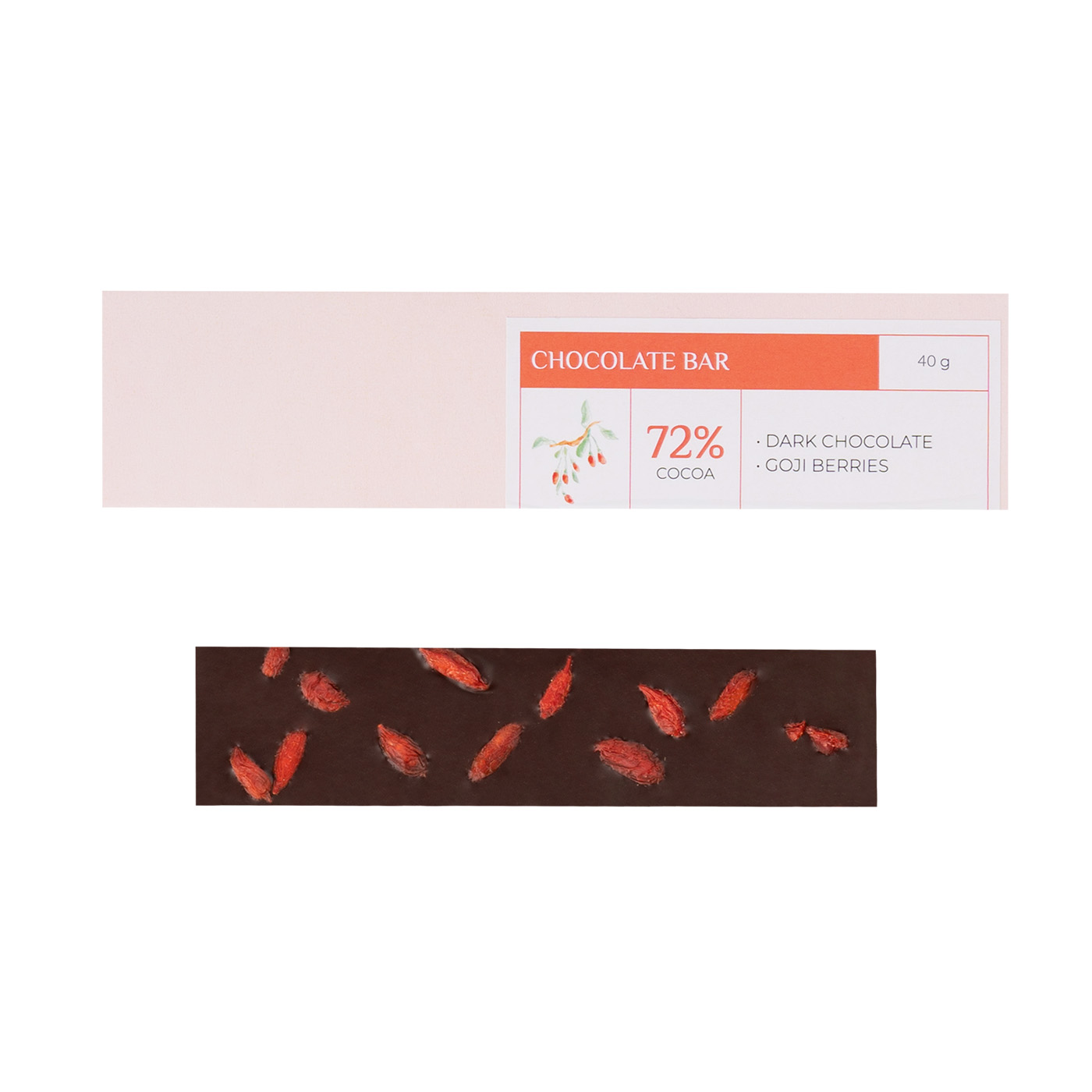 Personalizirana temna čokoladna tablica z goji jagodami, 40 g