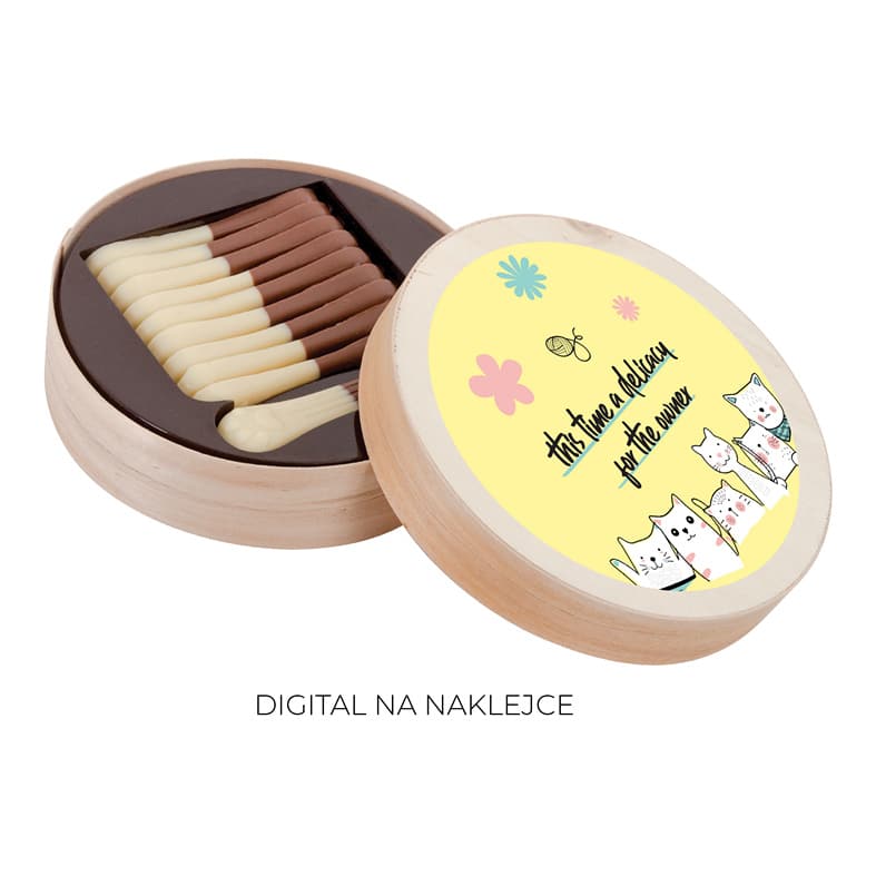 Čokoladne mačje tačke v leseni škatlici, 80 g - slika 4