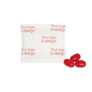 Mini vrečka s tremi dražeji MINIS in logotipom
